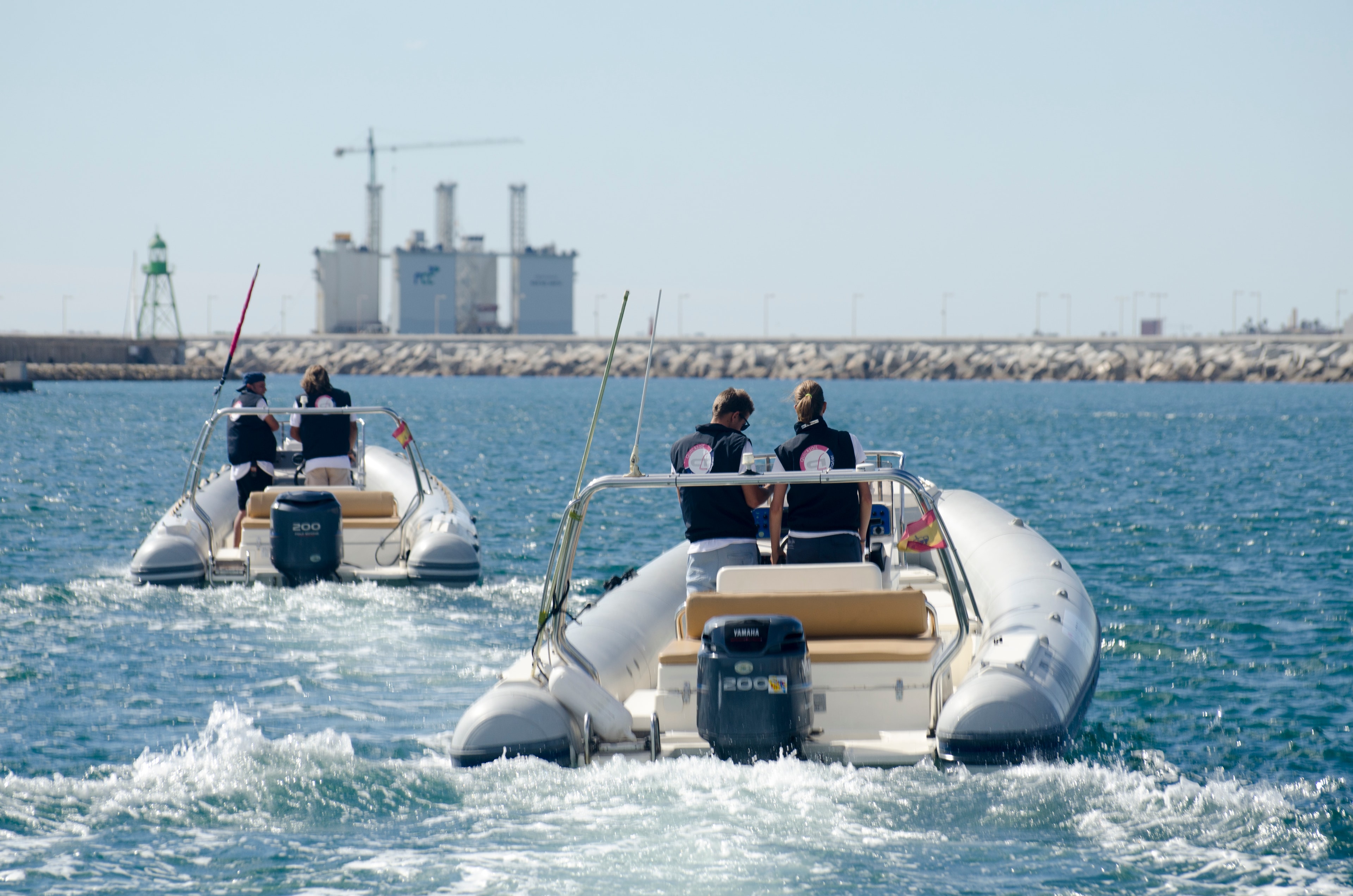 Crewed RIBs underway in coordinated support formation