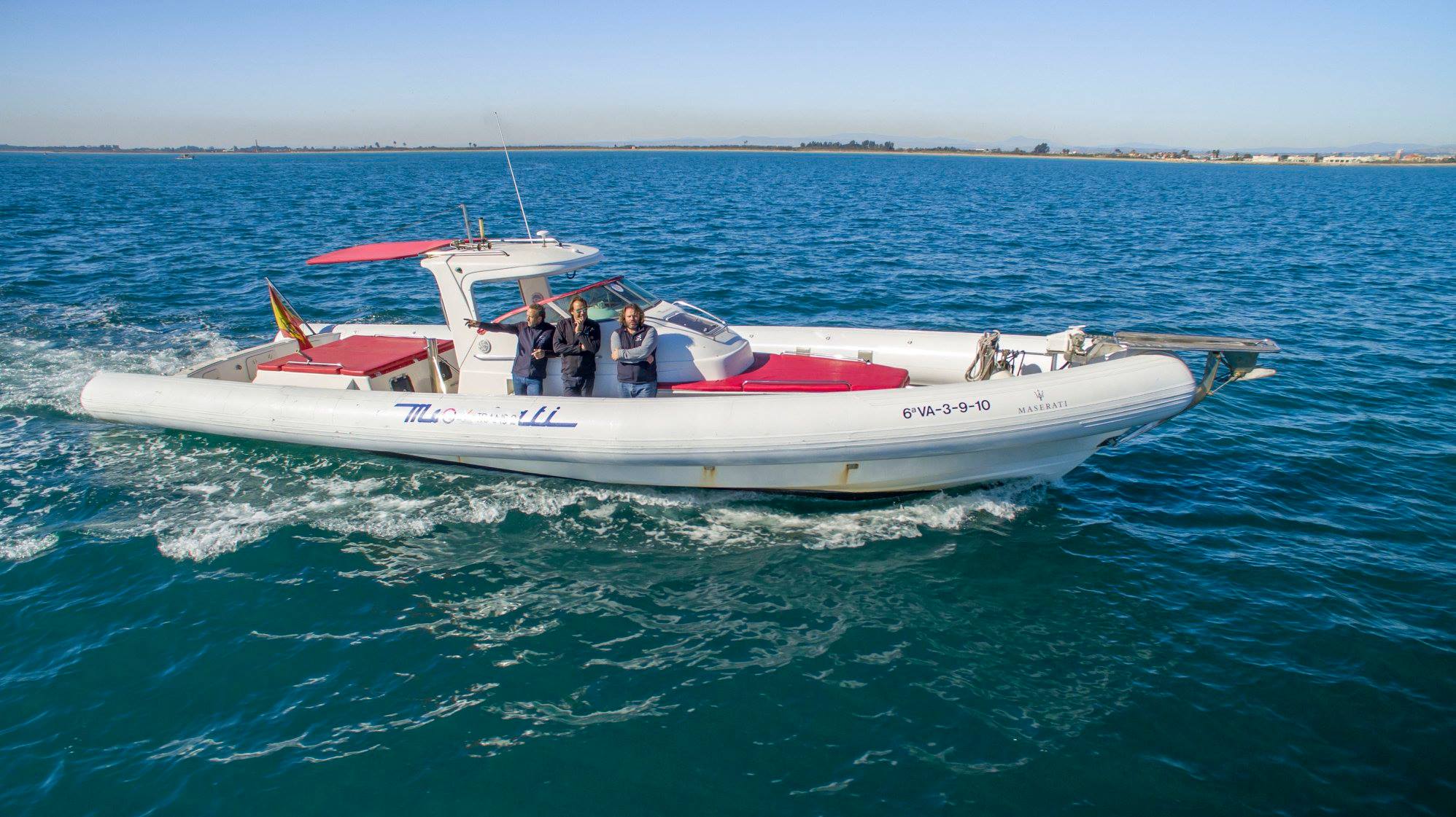 Support RIB with professional crew during a racing event